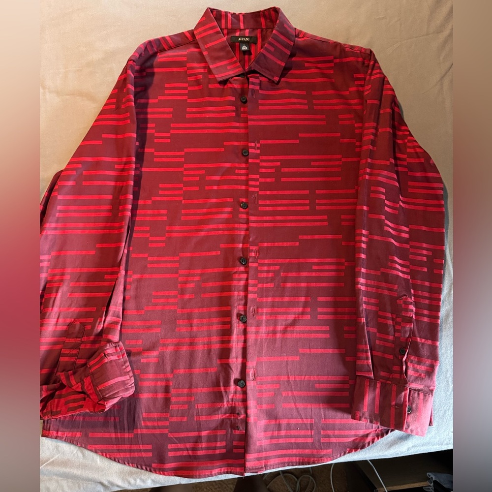 Alfani Men's Red Patterned Shirt
